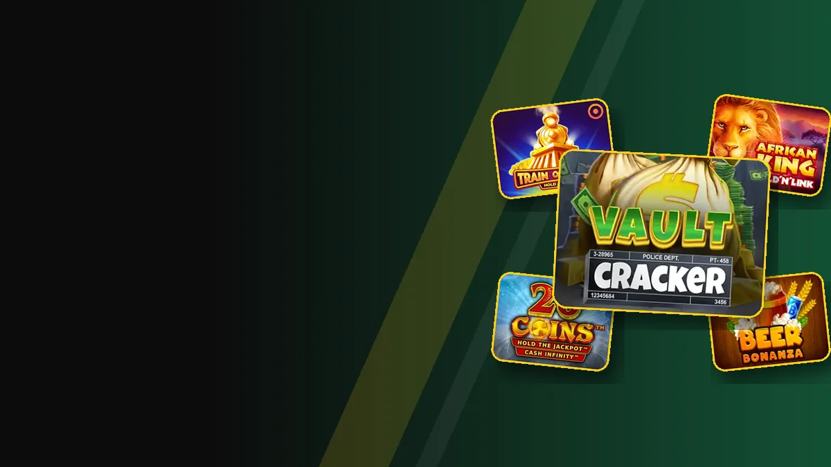 Cómo retirar dinero de un casino online: portada de Vault Cracker con Train of Gold, 20 Coins y African King