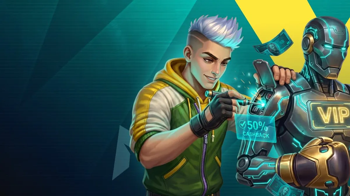 Casino VIP cashback: robot VIP con el indicador de 50 % de reembolso